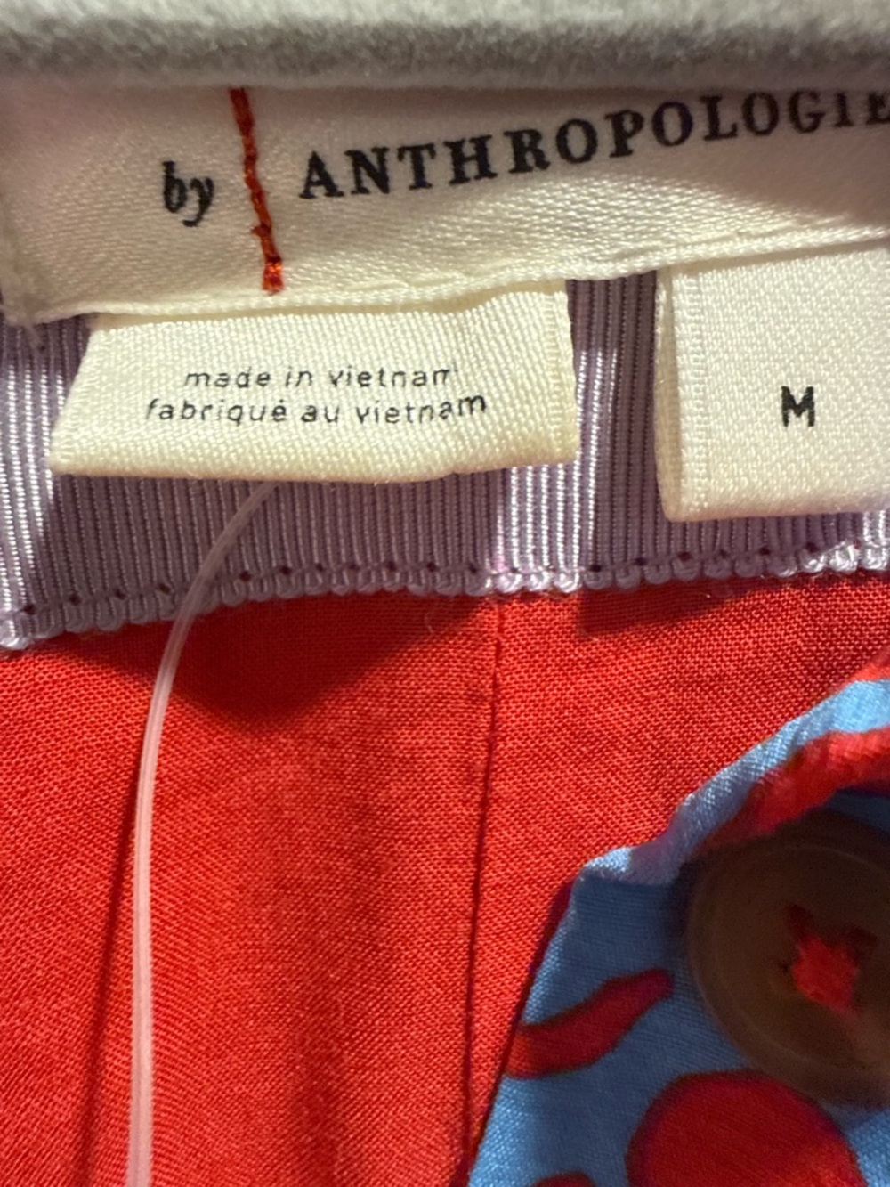 NWT Anthropologie Boho Red/ Blue Motif Midi Shirt Dress Size M - Picture 12 of 16